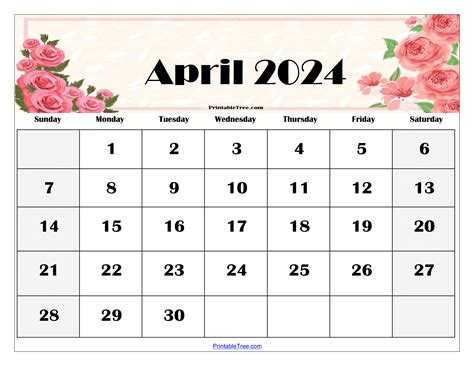 April Calendar Template