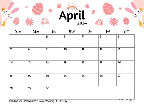 April Printable Calendar