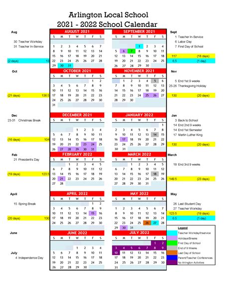 Arlington County Schools Calendar Image 6