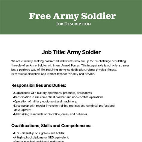 US Army Job Descriptions