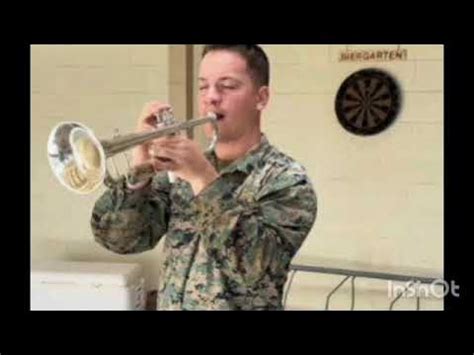 A soldier blowing a bugle