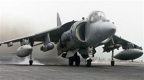 Av-8B Harrier Jump Jet in a hangar