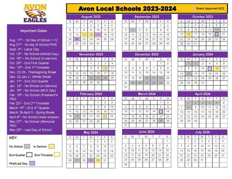 Avon Schools Calendar Image 7