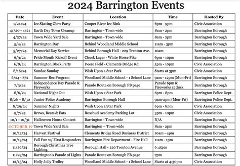 Barrington 220 Calendar Event