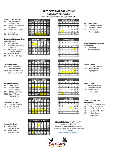 Barrington 220 Calendar Holiday