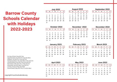 Barrow County Schools Calendar