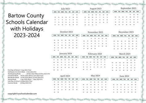 Bartow County Schools Calendar