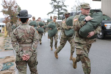 A drill sergeant leading recruits in a training exercise