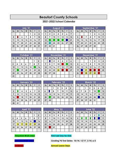 Beaufort County Schools SC Calendar