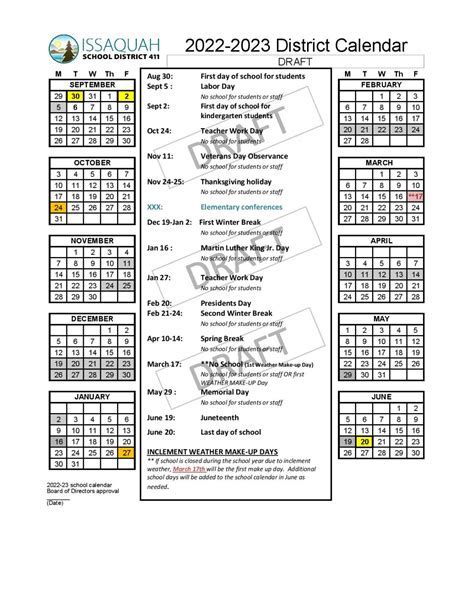 Bellevue District Calendar Events