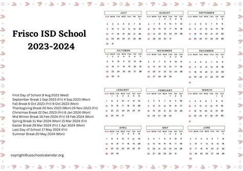 Benefits of Frisco School Calendar