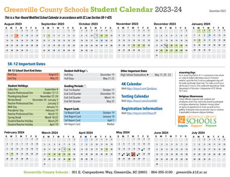 Benefits of Greenville County Schools SC Calendar