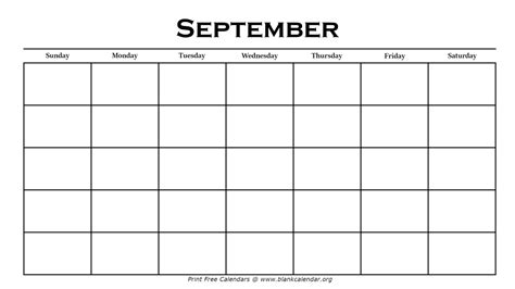 Description of Blank Sept Calendars