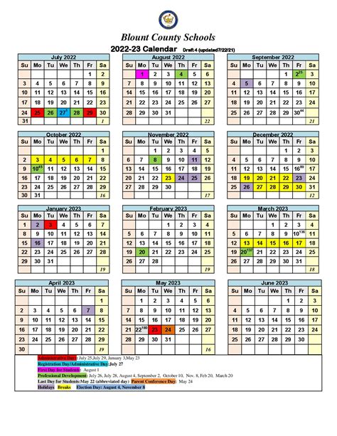 Blount County Schools Calendar Image 1