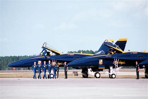 Blue Angels performing a flight demonstration