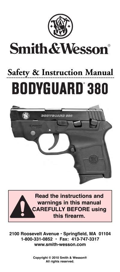 Bodyguard 380 pistol with laser manual