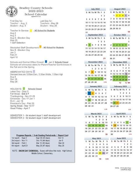 Bradley County Schools Calendar Image 9