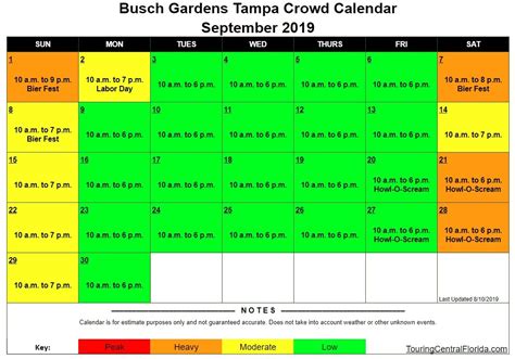 Busch Gardens Crowd Calendars