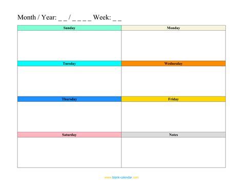 Calendar Printable Template Free