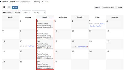 Recurring Events in Windows Calendar