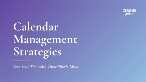 Effective Calendar Management Strategies