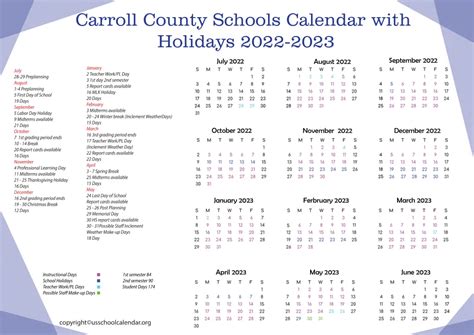 Carroll County Schools Calendar Image 10