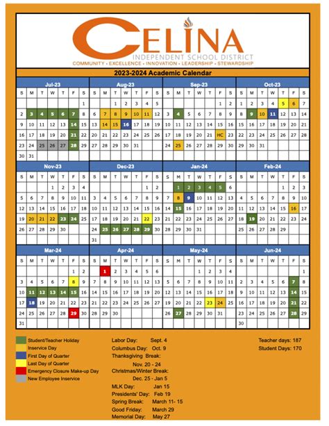 Celina Isd Calendar Features