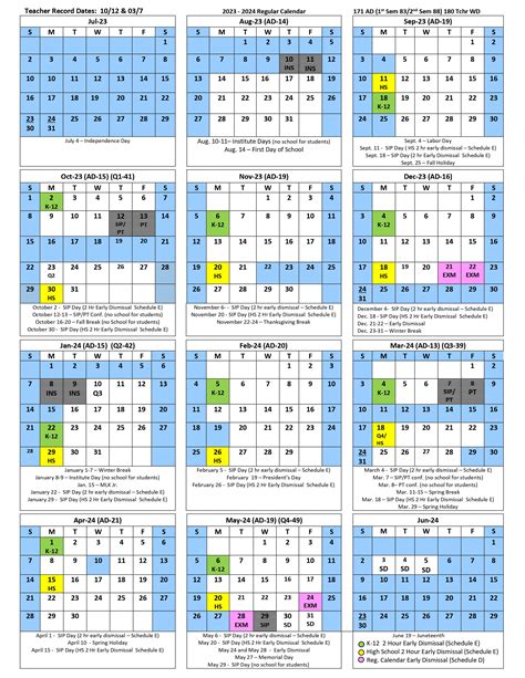 Champaign Unit 4 Calendar Overview