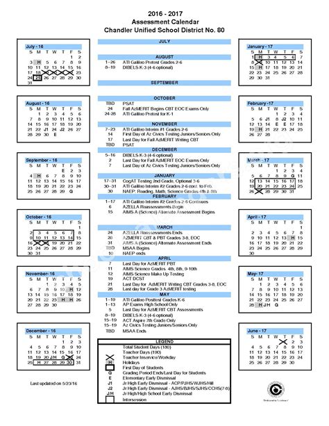 Chandler District School Calendar Info