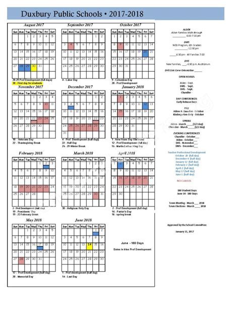 Chandler Unified Calendar Overview