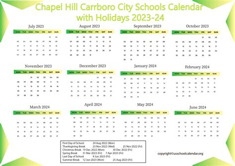 Chapel Hill Carrboro City Schools Calendar Image 1