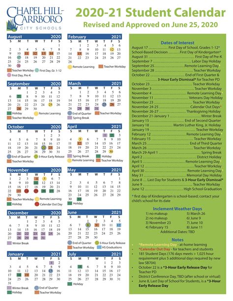 Chapel Hill Carrboro City Schools Calendar Image 3