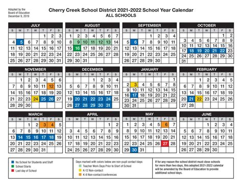 Cherry Creek Schools Calendar Features