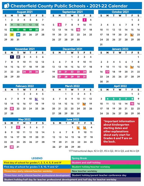 Chesterfield Schools Calendar Organization