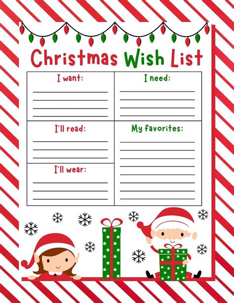 Christmas List Printable Template