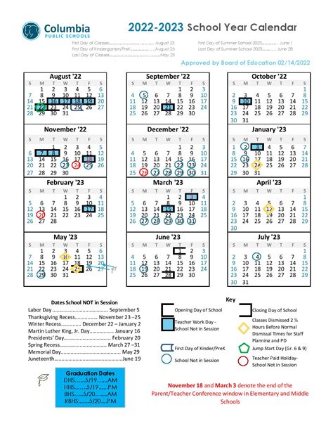 Columbia Academic Calendar Image 1