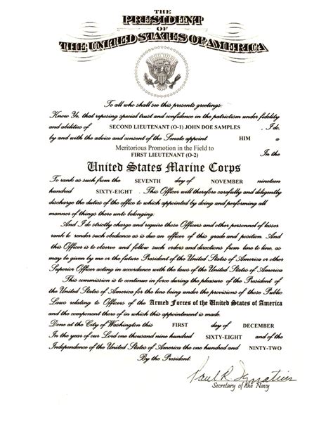 Commissioned Officer Certificate