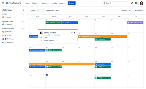 Confluence Calendar Overview