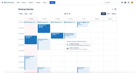 Description of Confluence Calendar Integration