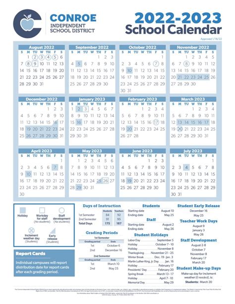 Conroe ISD Calendar Image 1