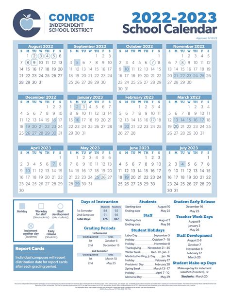 Conroe ISD Calendar Image 6