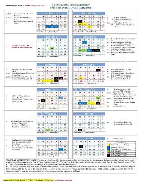 Council Rock School District Calendar Structure