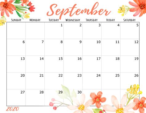 Creating Sept Printable Calendar