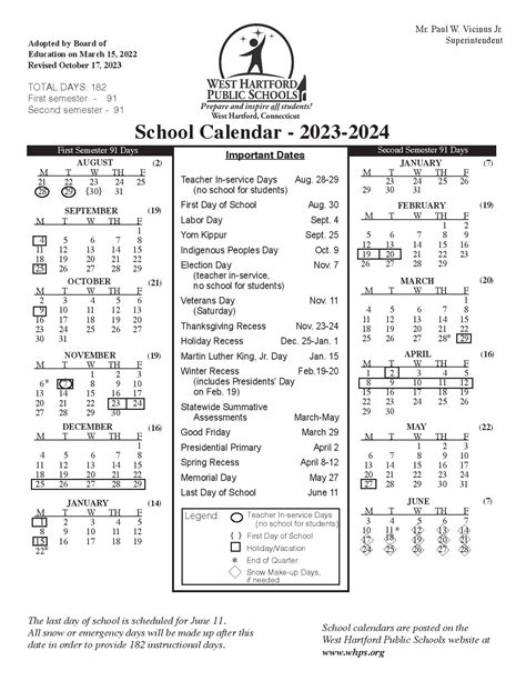 Creating a Balanced Schedule in Hartford Public Schools Calendar