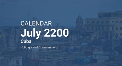 Cuba Calendar July Events