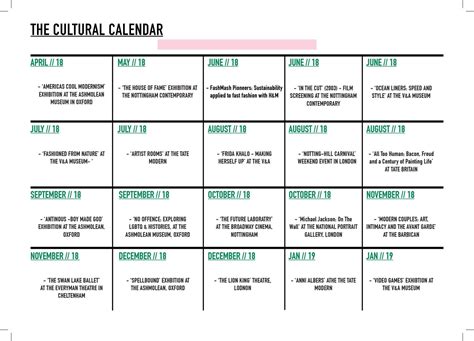 Cultural Events Calendar