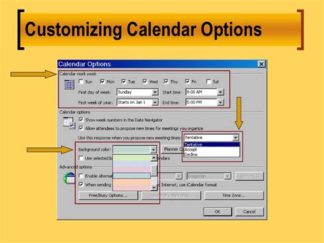 Customizing Calendar Options