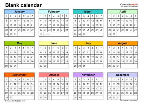 Customizing a Printable Calendar Template