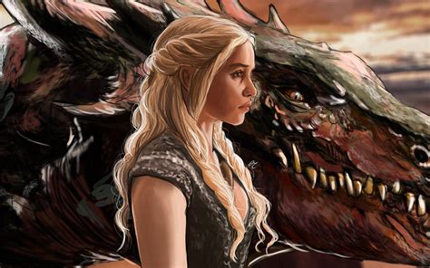 Daenerys Targaryen with dragons