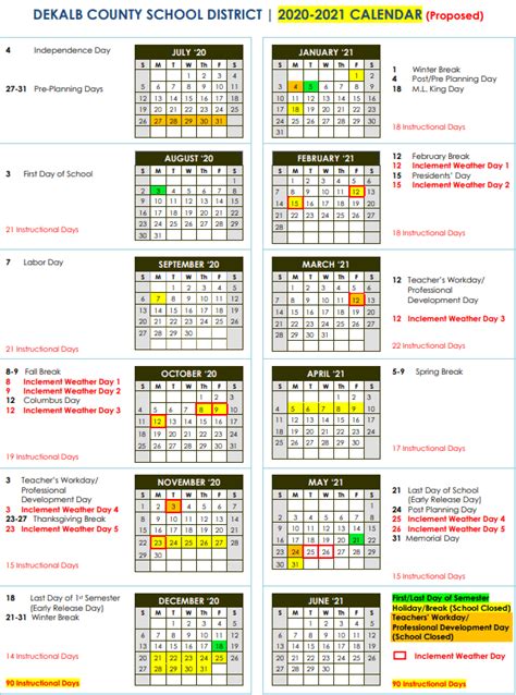 DeKalb Schools GA Calendar School Hours